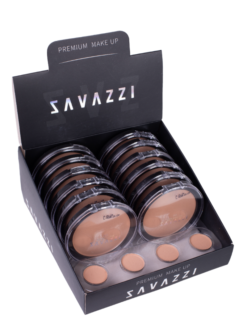 ✨ Display 12 unidades Pó Compacto Savazzi: Acabamento Natural, Controle de Oleosidade e Pele Impecável!